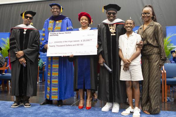 Photo of the Check Presentation at the 2024 Commencement