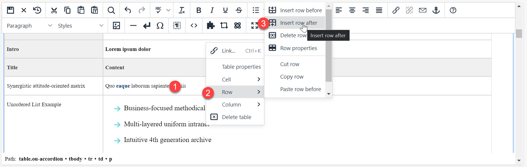 Steps to add or delete a new row