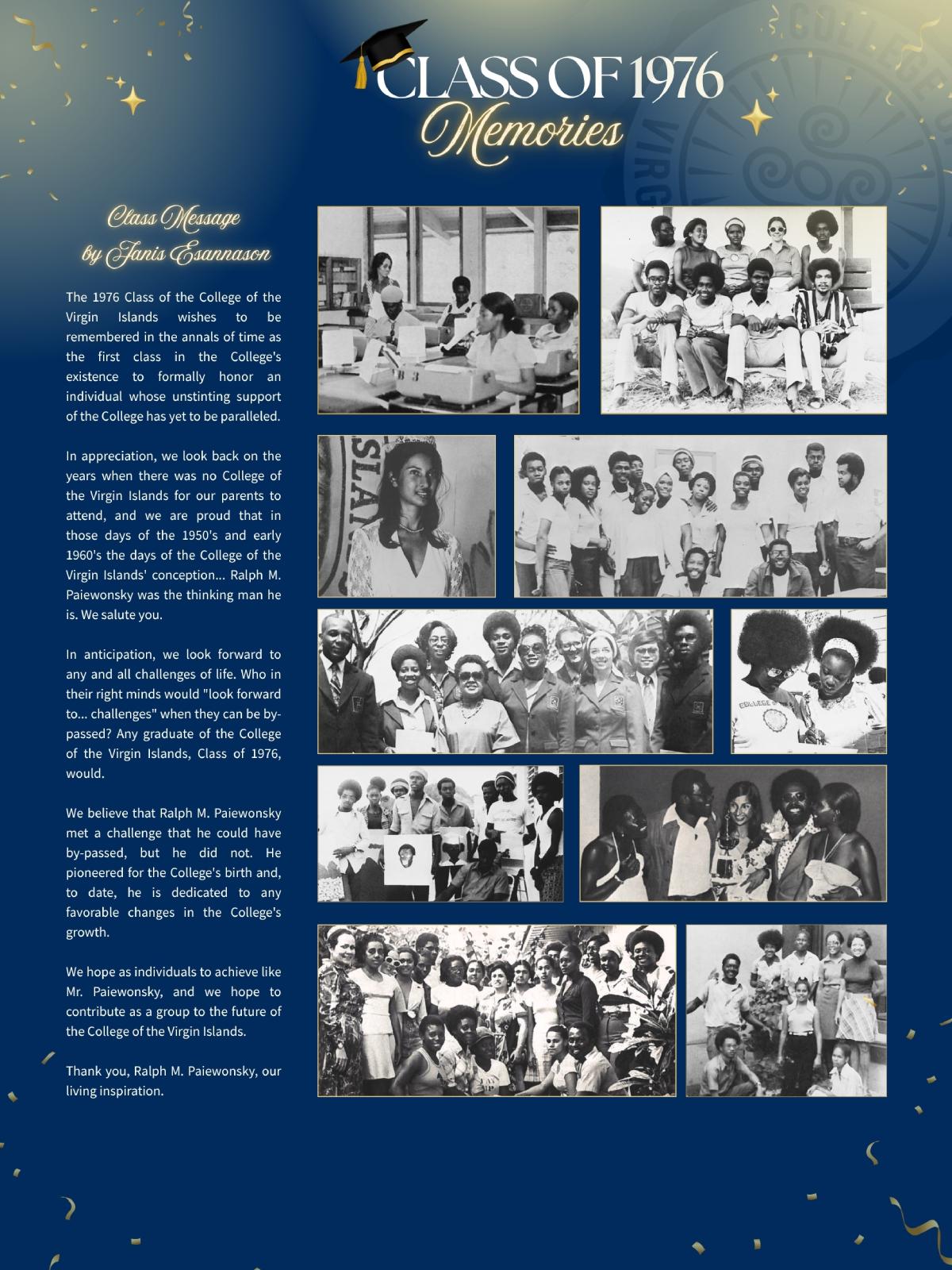 Class of 1976 collage with class message from Faris Esannason Class of 1976 collage with class message from Faris Esannason