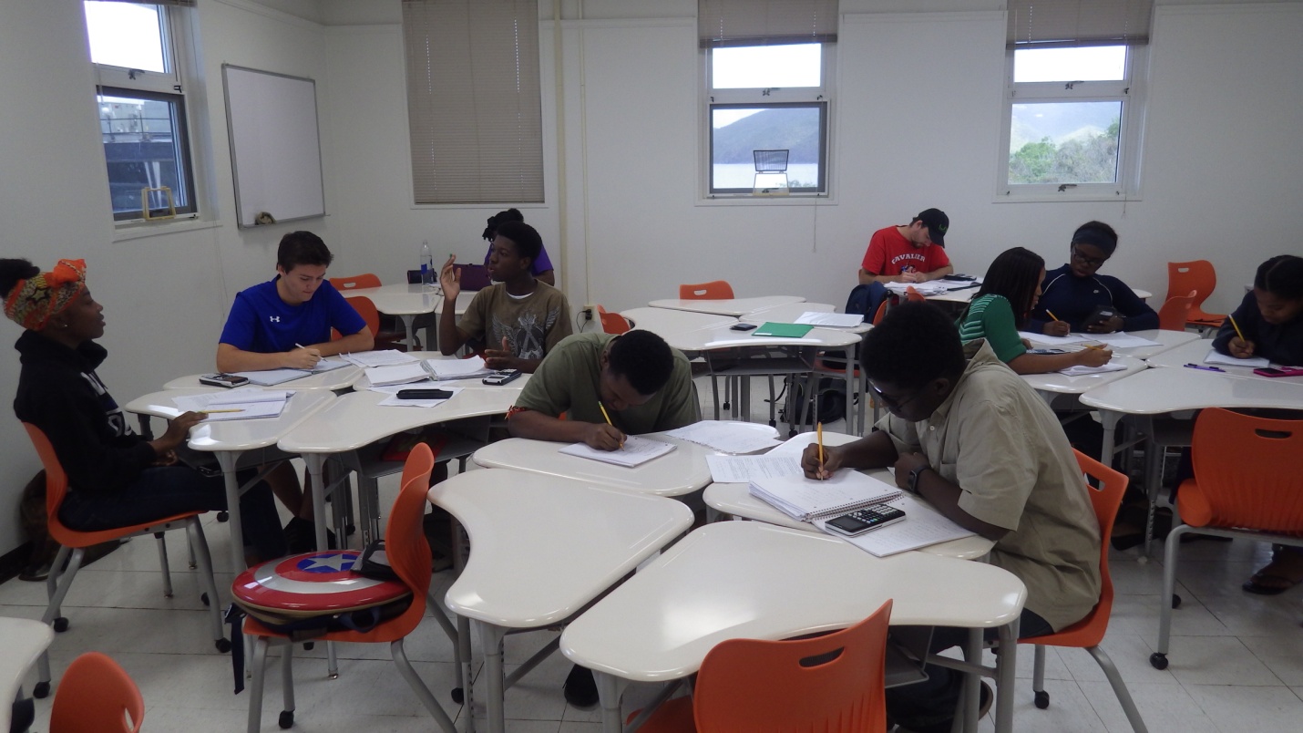 Students studies in class